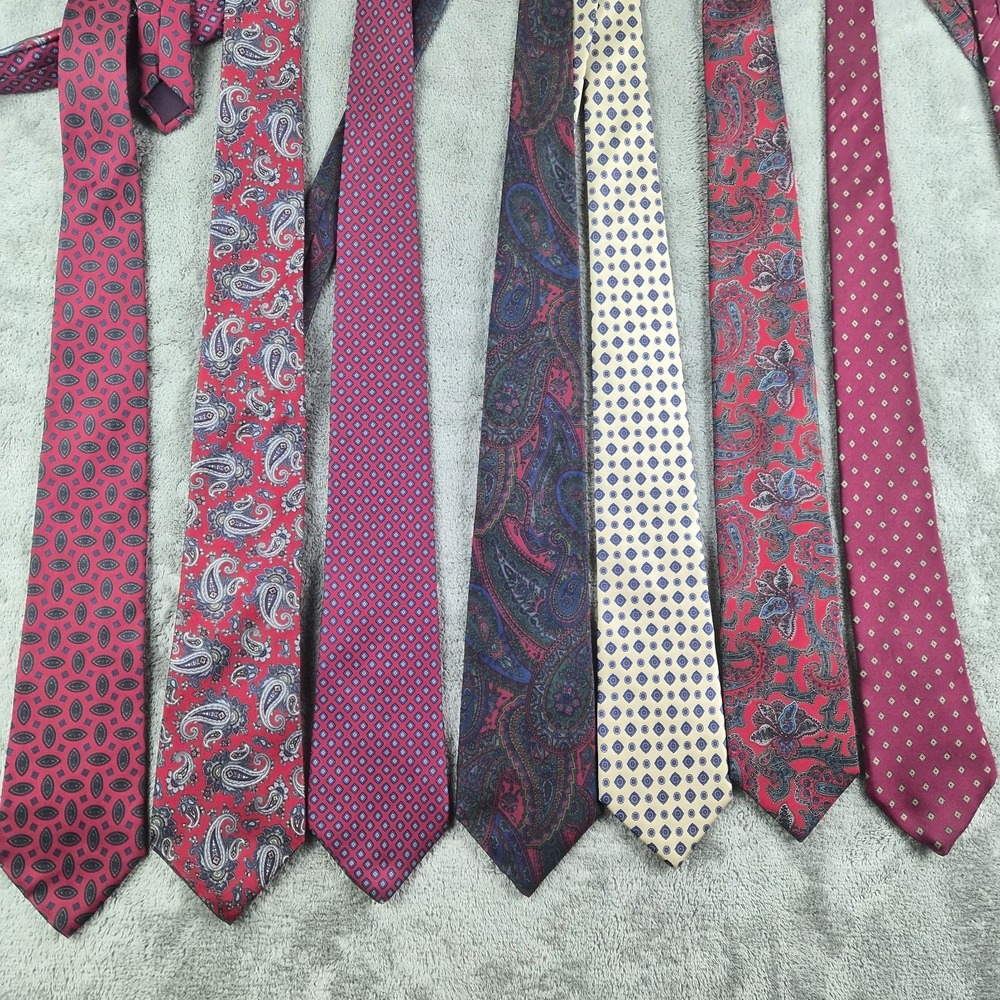 Surrey Sohpisticates Neck Tie (Lot Of 7) 100% Silk Paisley Geometric Black